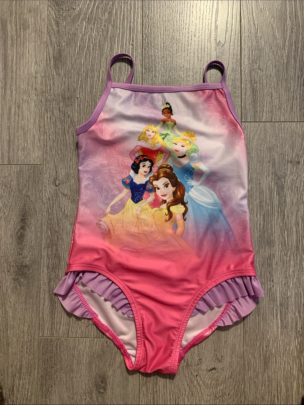 Disney Girls' Pink and Purple Princess One-Piece Swimsuit